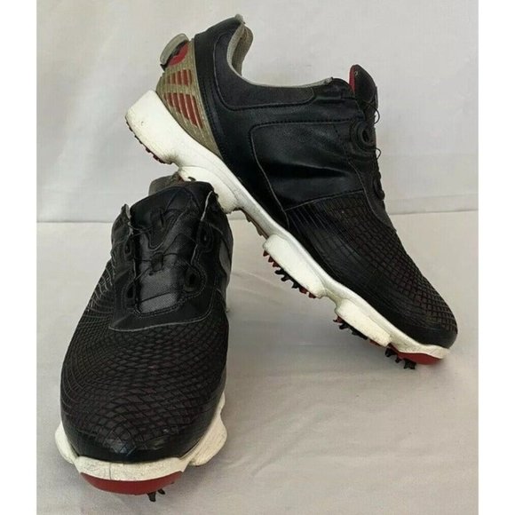 FootJoy Mens Golf Shoes Hyperflex FTF 2.0 Black And Red Size 12 Spiked Shoes - Picture 1 of 12